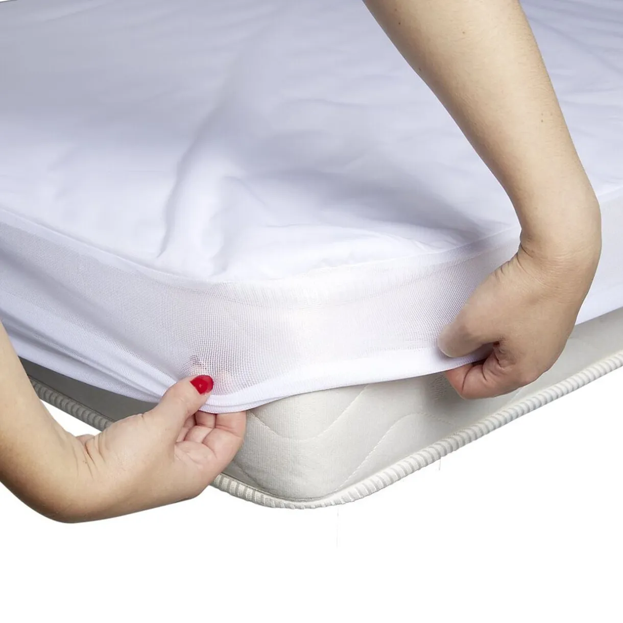 Protège-matelas anti-punaises jersey 160x200x25cm polyester blanc < Gifi Outlet