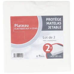 Protège matelas jetable 2 places blanc x2