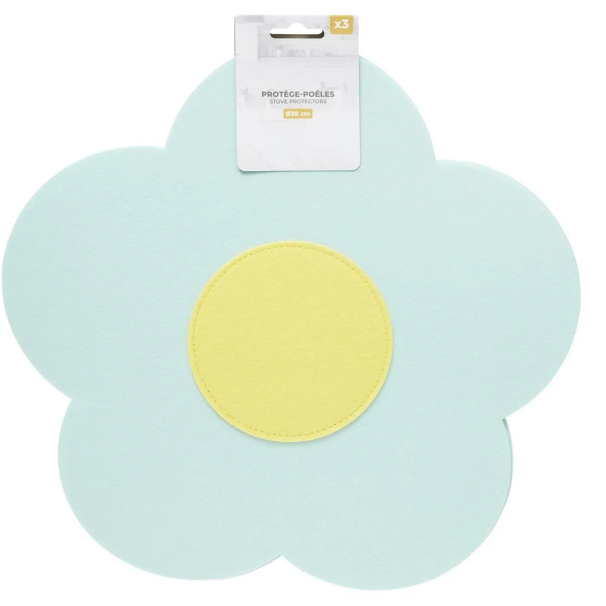 Protège-poêle x3 feutrine forme fleur Ø38cm (2 modèles) < Gifi