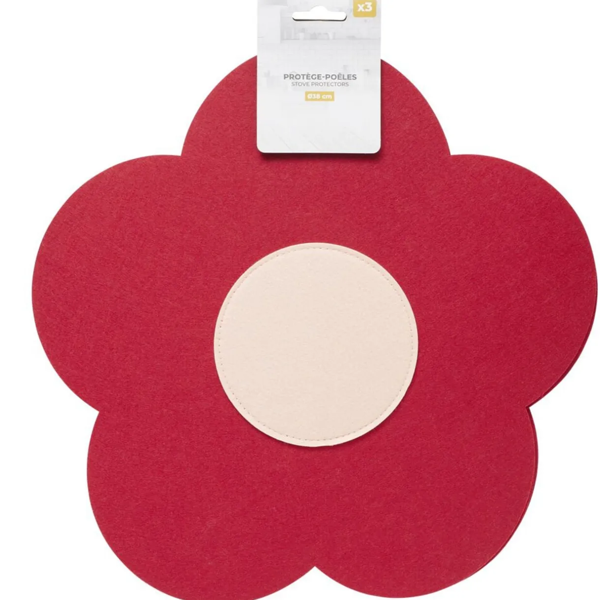 Protège-poêle x3 feutrine forme fleur Ø38cm (2 modèles) < Gifi