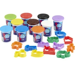 Pâte à modeler x10 pots 55g et 12 moules plastique