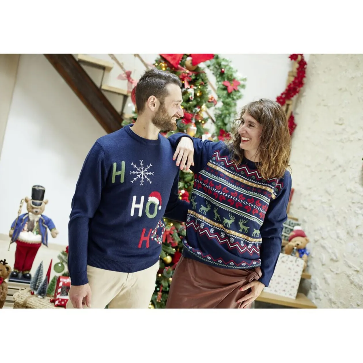 Pull de Noël adulte tricot motif traditionnel S/M ou L/XL