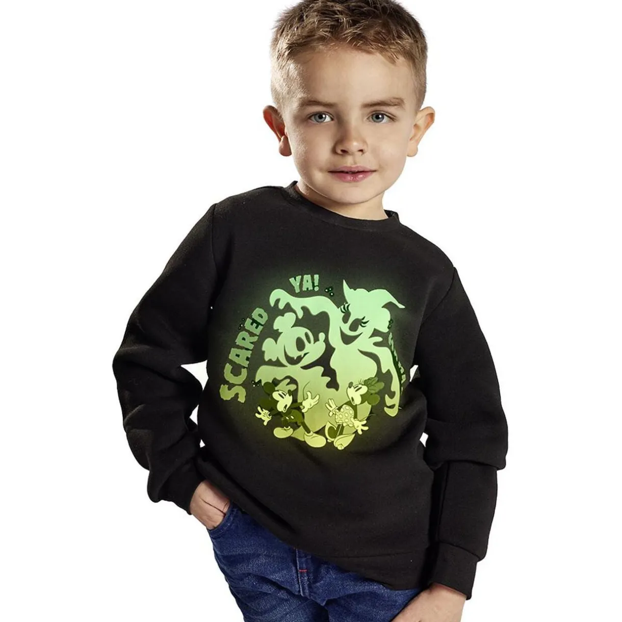 Pull enfant Disney Halloween Mickey phosphorescent 7/10ans < Gifi New