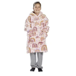 Pull plaid à capuche 63xH75cm - 2 modèles arc-en-ciel ou dinosaure < Gifi Hot