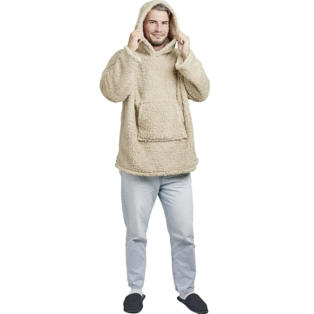 Pull plaid teddy adulte à capuche 70xH80cm (2 modèles)