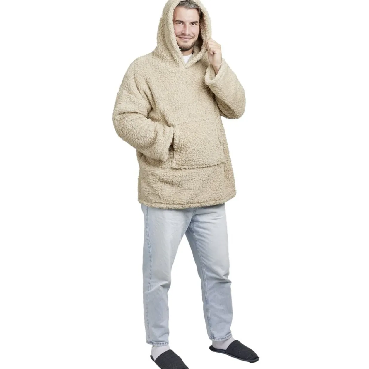 Pull plaid teddy adulte à capuche 70xH80cm (2 modèles)