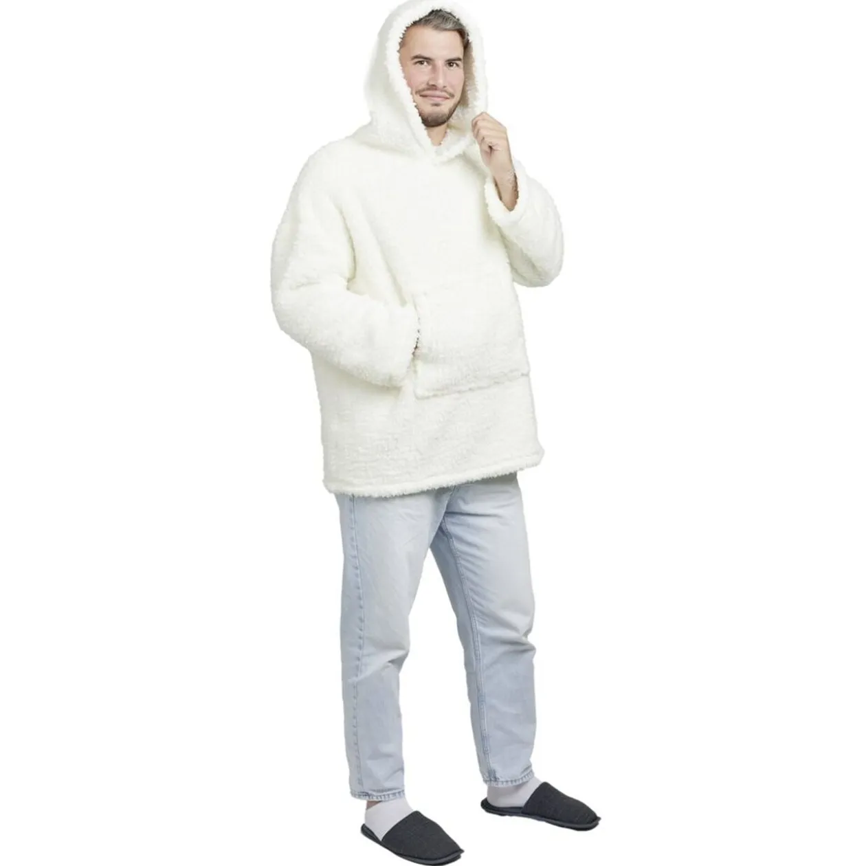 Pull plaid teddy adulte à capuche 70xH80cm (2 modèles)
