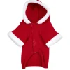 Pull Père Noël pour chien rouge avec capuche
