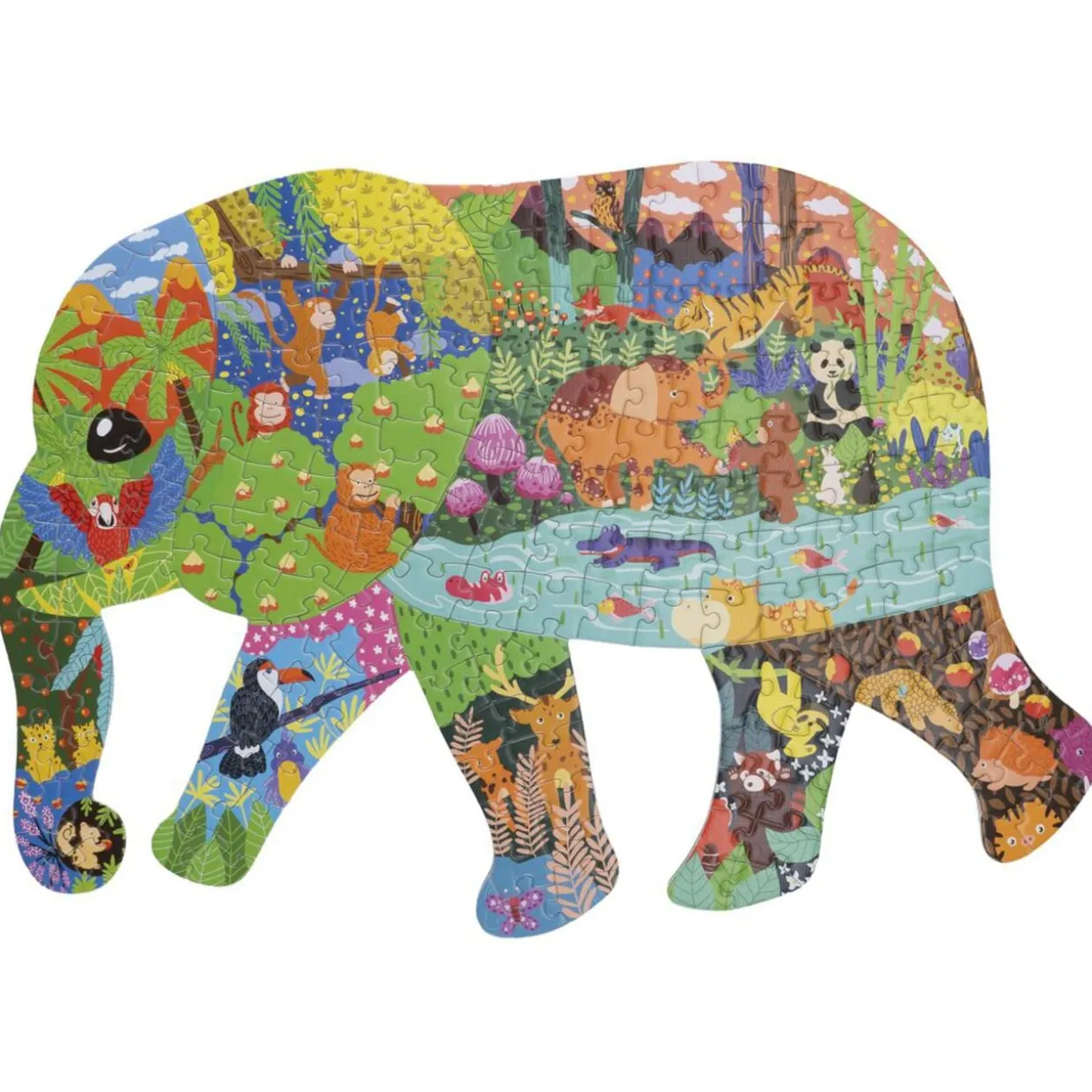 Puzzle enfant forme animaux 80à200 pièces carton (4 modèles)
