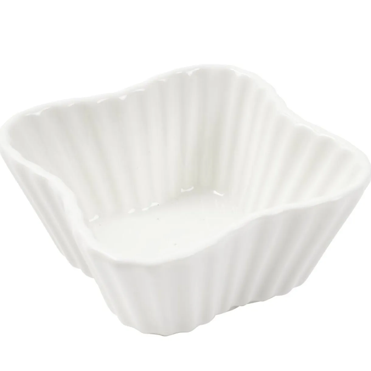 Ramequin carré céramique contour texturé blanc 7,5x7,5xH3,5cm < Gifi New