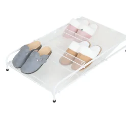 Range-chaussures 6 paires métal blanc 80x50xH11,5cm