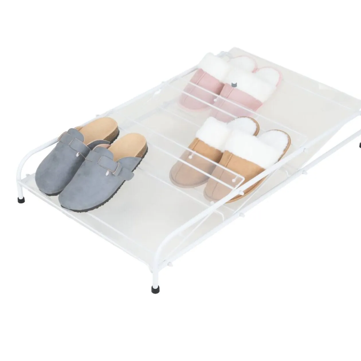 Range-chaussures 6 paires métal blanc 80x50xH11,5cm