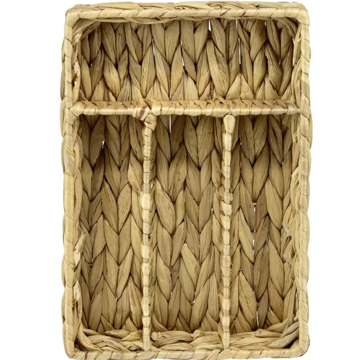Range-couverts 4 compartiments jacinthe d'eau tressée naturelle 34x24xH5,5cm