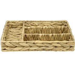 Range-couverts 4 compartiments jacinthe d'eau tressée naturelle 34x24xH5,5cm