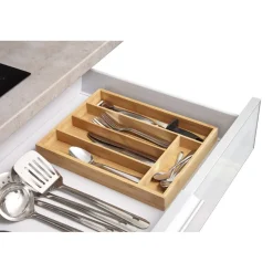 Range couverts organisateur 5 compartiments en bambou 34x24xH4cm < Gifi Outlet