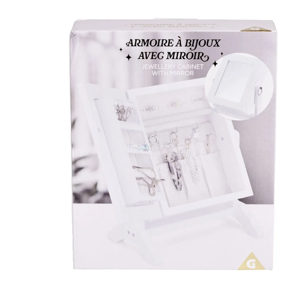 Rangement bijoux petite armoire sur pied avec miroir H29cm
