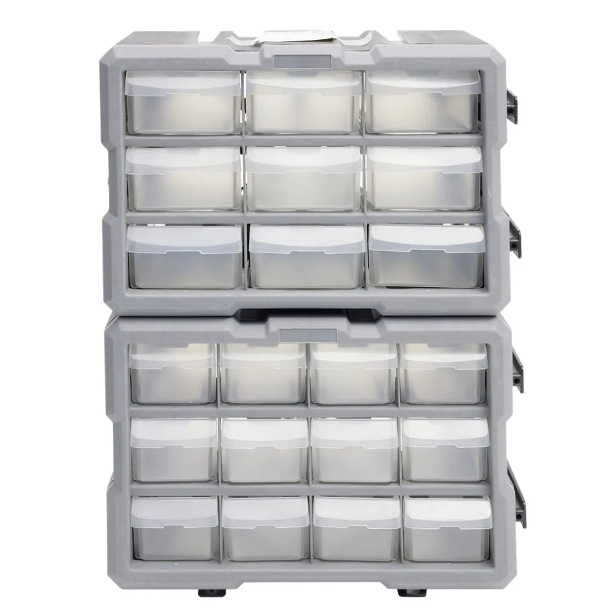 Rangement bricolage modulable plastique gris 12 casiers 28x17xH16cm