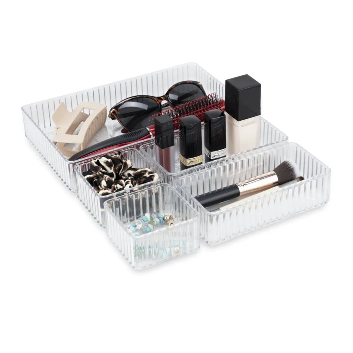 Rangement cosmétique x5 plastique transparent < Gifi