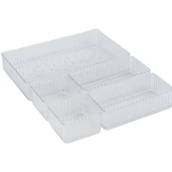 Rangement cosmétique x5 plastique transparent < Gifi