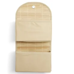 Rangement de porte à suspendre bambou et tissu 2 compartiments 25x9xH49cm