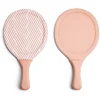 Raquette de plage x2 + 1 balle adulte plastique orange