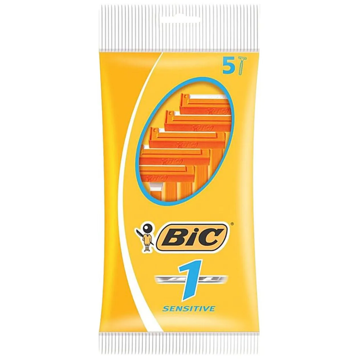 Rasoir x5 Bic Sensitive jaune 1 lame