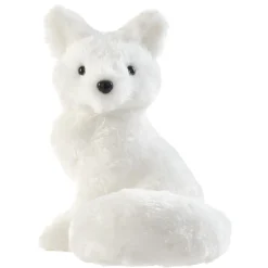 Renard polaire assis à poser déco Noël