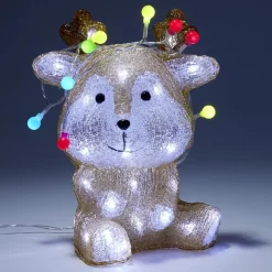 Renne de Noël bébé lumineux 40LED guirlande acrylique multicolore H26cm