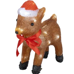 Renne de Noël lumineux 30LED acrylique marron H30 cm