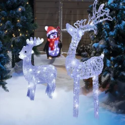 Renne de Noël lumineux 80 LED blanc froid H100cm