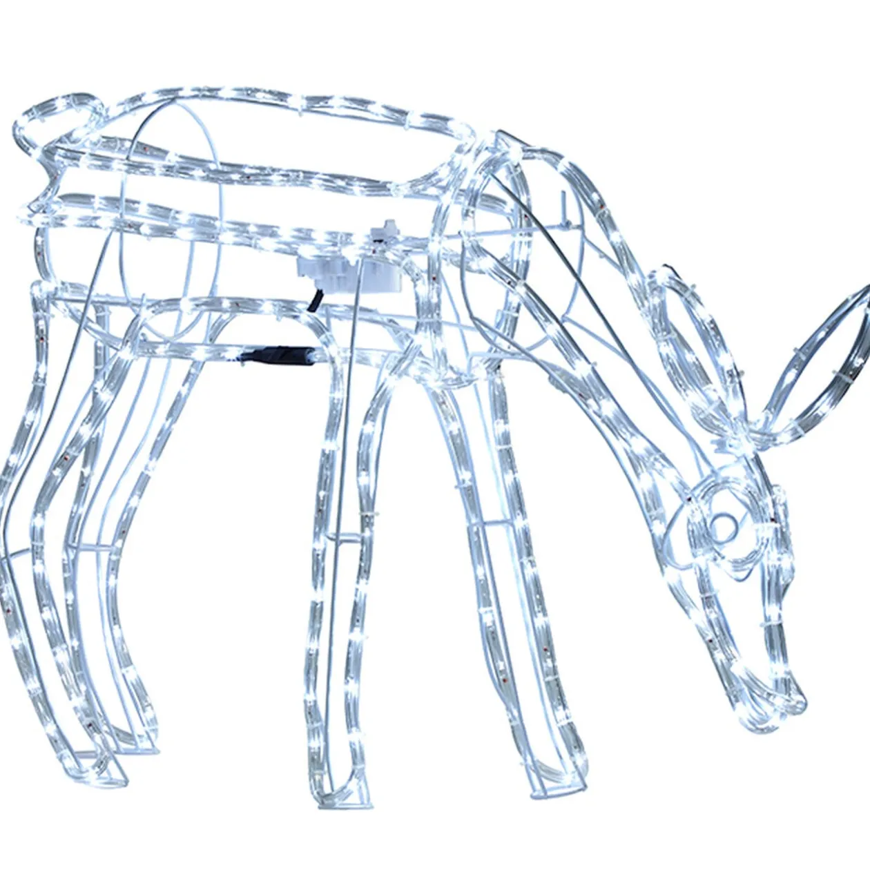 Renne 3D lumineux animé blanc clignotant