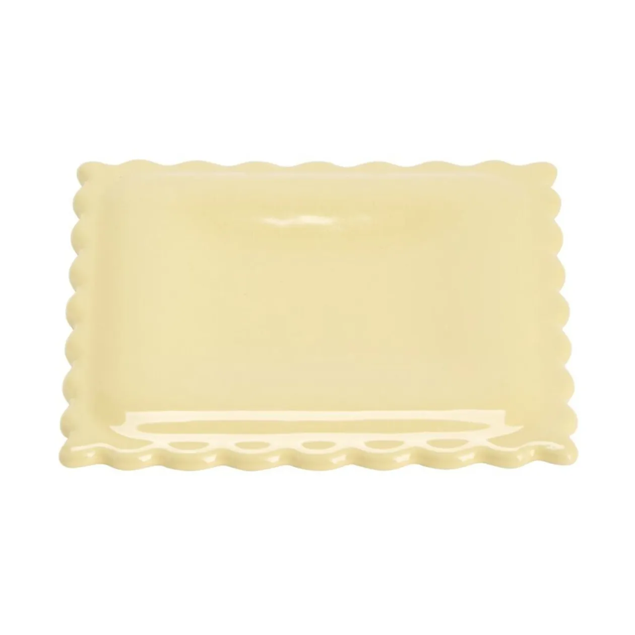 Repose-cuillère forme raviole carré céramique beige 15x15cm
