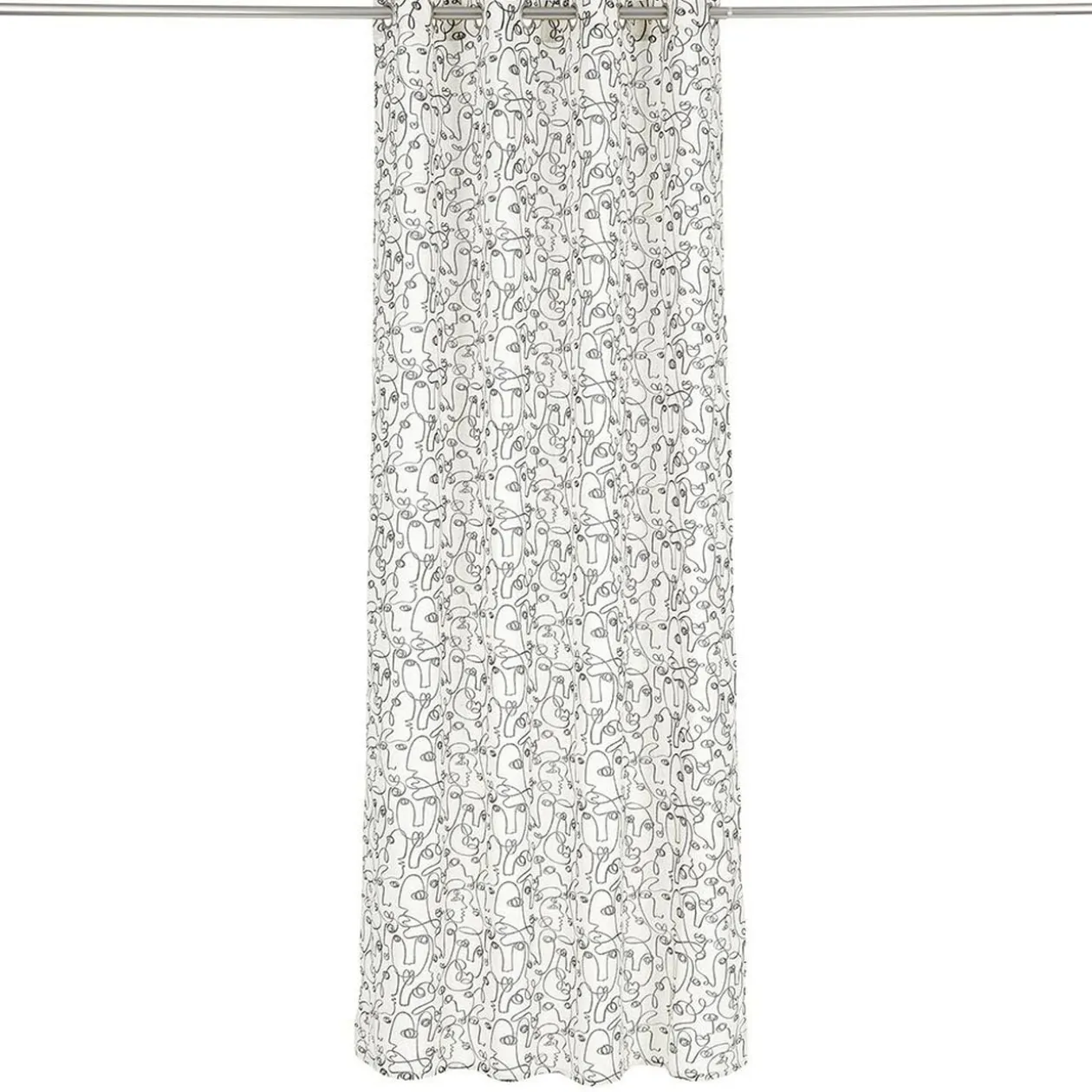 Rideau beige imprimé visage lin et polyester 140x240cm