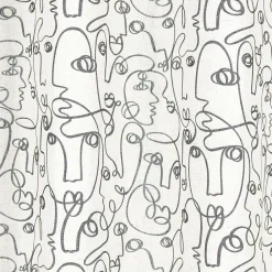 Rideau beige imprimé visage lin et polyester 140x240cm
