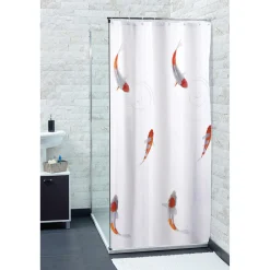 Rideau de douche blanc motif poissons
