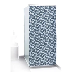 Rideau de douche motif feuillage blanc bleu 180x200cm 100% polyester < Gifi Discount