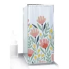 Rideau de douche motif floral et feuillage bleu vert rouge 180x200cm
