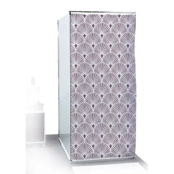 Rideau de douche motif vague japonaise blanc et marron 180x200cm < Gifi