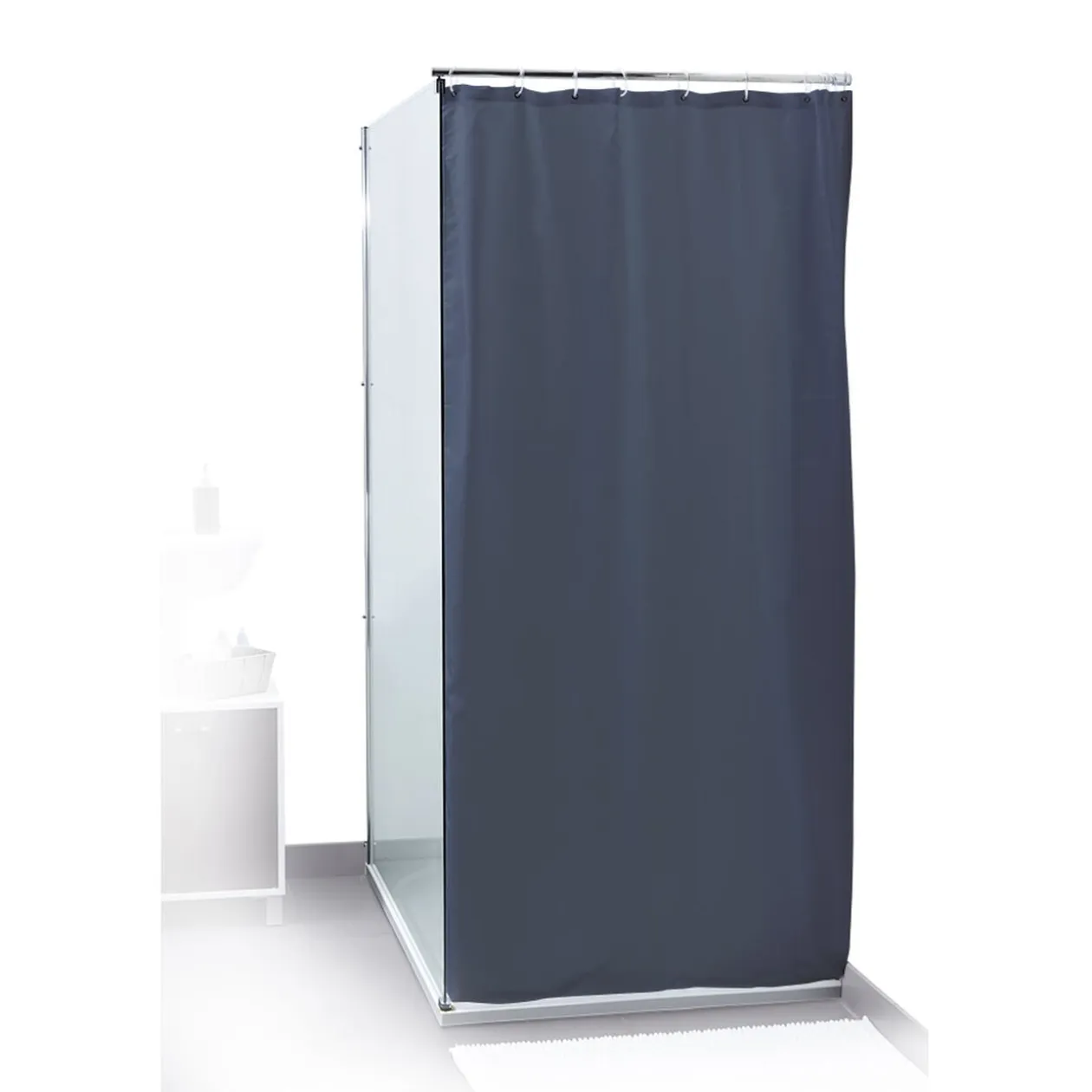 Rideau de douche uni bleu foncé 180x200cm 100% polyester