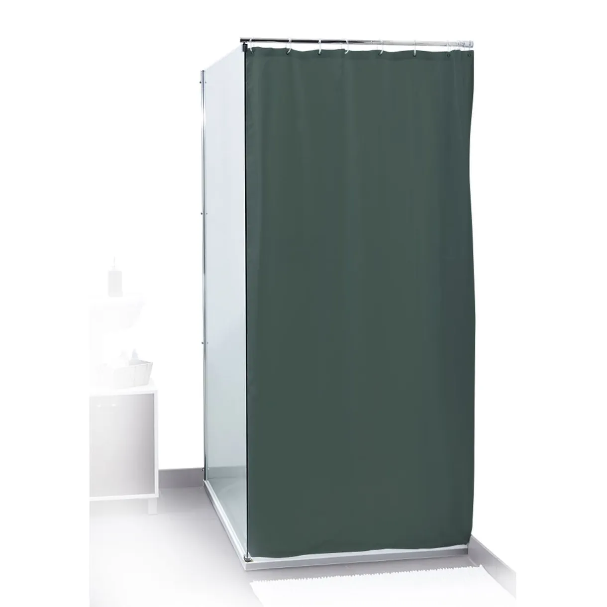 Rideau de douche uni vert foncé 180x200cm 100% polyester < Gifi Discount