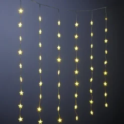 Rideau de fenêtre Noël lumineux 54LED pluie d'étoiles L200cm < Gifi New