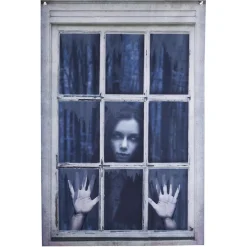 Rideau de fenêtre trompe l'oeil Halloween revenante 80xH120cm