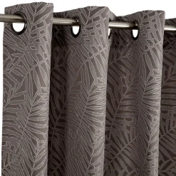 Rideau gris imprimé feuilles 100% polyester 140x240cm