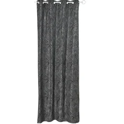 Rideau jacquard à oeillets motif feuille tropicale noir et gris < Gifi Hot