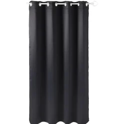 Rideau occultant à oeillets inox uni noir 140x180 cm < Gifi Hot