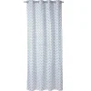Rideau à oeillets blanc motif géométrique noir