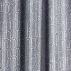Rideau à oeillets effet lin gris motif géométrique blanc 140x240cm < Gifi New