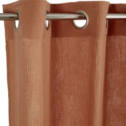 Rideau à oeillets gaze de coton terracotta uni 135xL240cm