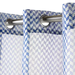 Rideau à oeillets motif chevron polyester bicolore 140x240cm (2 modèles bleu ou jaune) < Gifi Discount