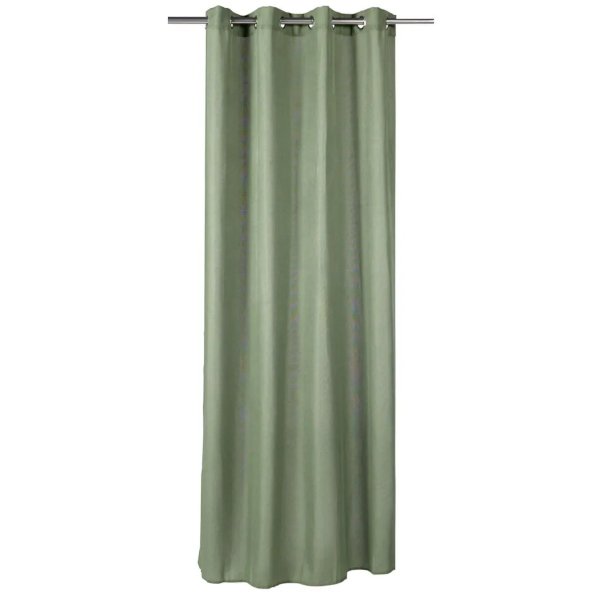 Rideau à oeillets 140x240cm polyester effet lin vert kaki < Gifi Discount